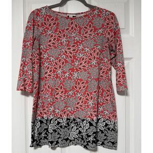 J Jill Women's Floral 3/4 Sleeve Tunic Top Size XS